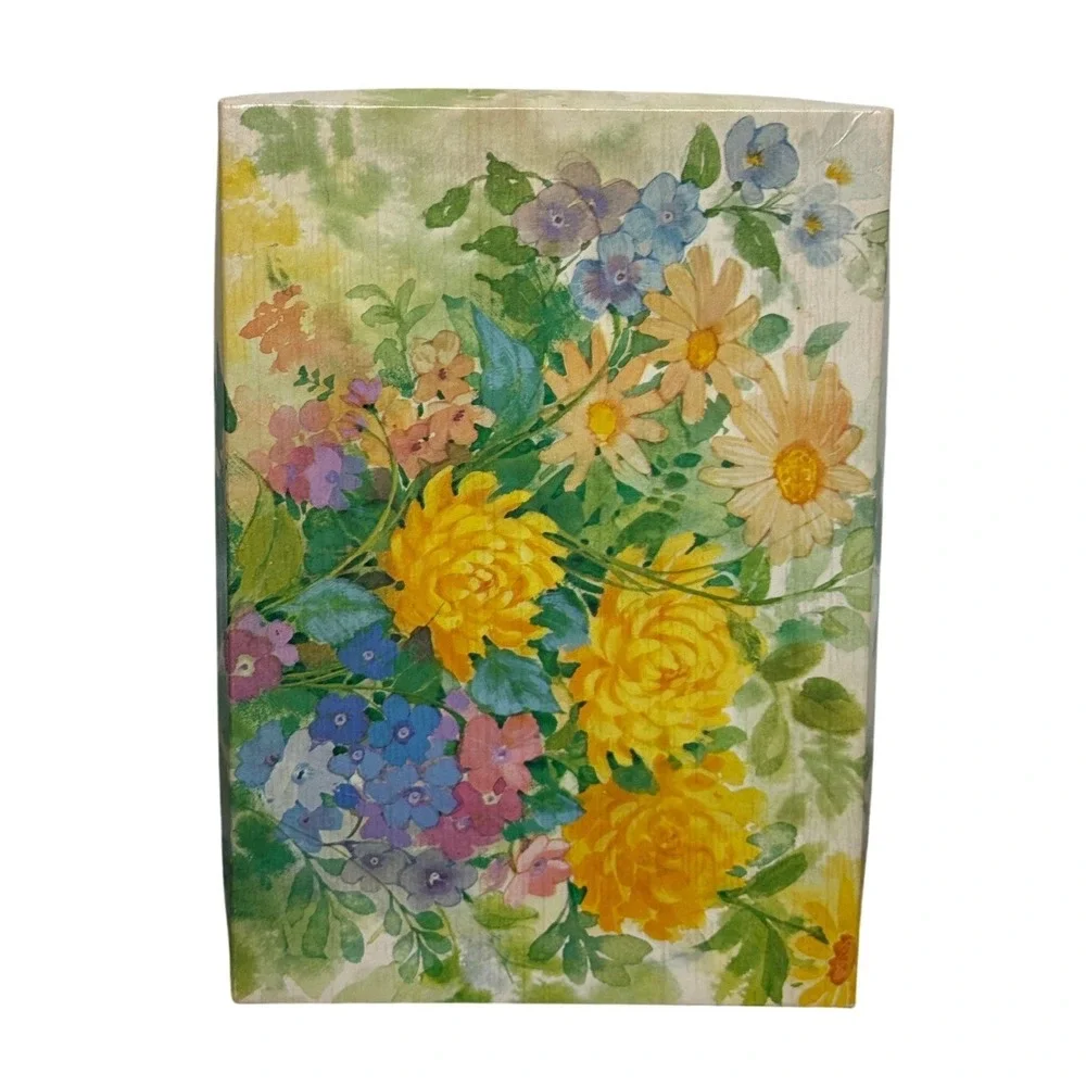 Vtg 1984 Floral Stationery Yellow Blue Flowers Watercolor cottagecore romantic